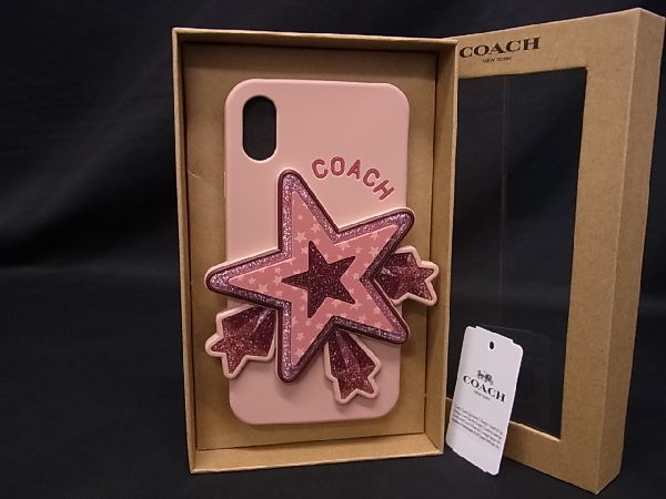 コーチ スマホケース ■新品■未使用■ COACH コーチ F63886 ラバー スター 星 iPhoneX/XS対応 アイフォンケース スマホケース ピンク系 BF0214