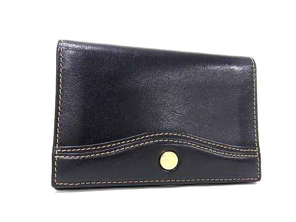 ■美品■ GOLD PFEIL ゴールドファイル レザー カードケース 名刺入れ カード入れ メンズ レディース ブラック系 DM2365(4.0)