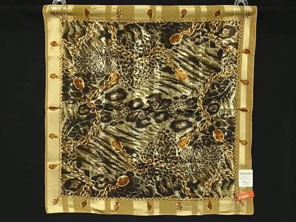 ■新品同様■ GIANFRANCO FERRE ジャンフランコフェレ コットン51%×シルク49% ハンカチーフ ポケットチーフ ブラウン系 DF8915