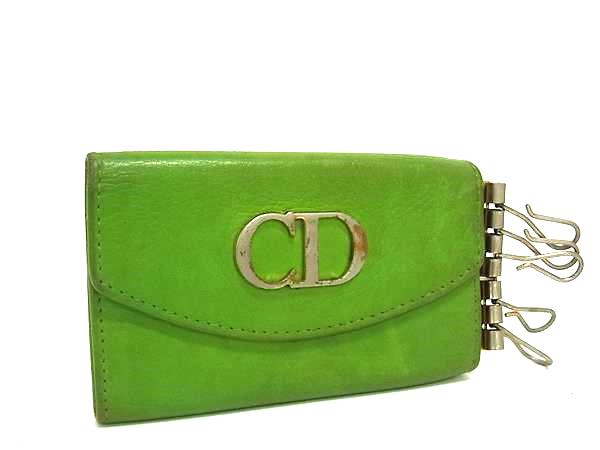 ChristianDior クリスチャンディオール レザー 6連 キーケース 鍵入れ レディース メンズ ライトグリーン系 DM5735