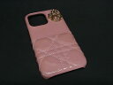 ChristianDior ディオール レディディオール カナージュ パテントレザー iPhone 13 Pro 対応 アイフォンケース ピンク系 FG5823(4)