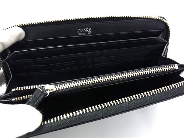 ■新品■未使用■ PRARE プレリー クロコダイル型押しレザー ラウンドファスナー 長財布 ウォレット メンズ ブラック系 BP1140