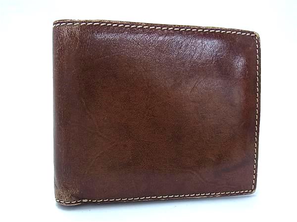 TAKEO KIKUCHI タケオキクチ レザー 二つ折り 財布 ウォレット 札入れ 小銭入れ カード入れ メンズ レディース ブラウン系 DJ2739