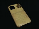 ChristianDior ディオール レディディオール カナージュ パテントレザー iPhone12 対応 アイフォンケース クリーム系 BJ9207