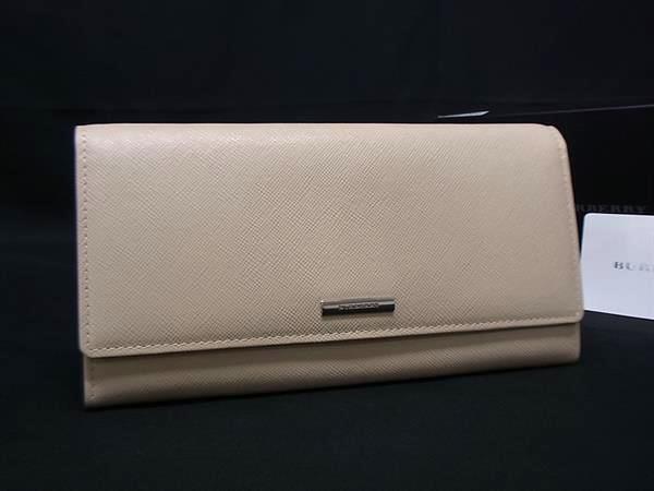 ■新品同様■ BURBERRY バーバリー レザー 二つ折り 長財布 ウォレット 小銭入れ 札入れ カード入れ レディース ベージュ系 BQ2543