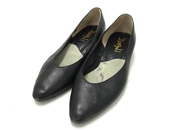 YVESSAINTLAURENT イヴサンローラン レザー ヒール ポインテッドトゥ パンプス 表記サイズ 36 1/2(約23.5cm) 靴 ブラック系 DF5875(4.0)