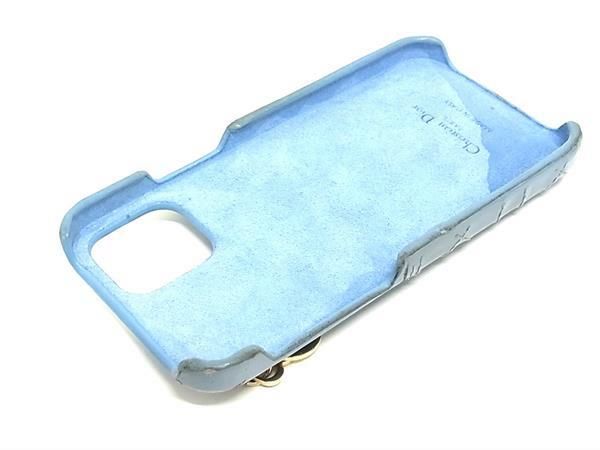 pleasure-Store 楽天市場店のChristianDior ディオール レディディオール カナージュ パテントレザー iPhone12 対応 アイフォン スマホケース ブルー系 FE3127｜アングル2
