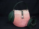 ■極美品■ kate spade ケイトスペード ストロー×レザー 桃 ピーチ 2WAY かごバッグ ショルダーバッグ 斜め掛け ピンク系 FL5926