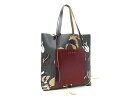 ■極美品■ MARNI マルニ PVC×レザー フラワー 花柄 トートバッグ ショルダー 肩掛けかばん レディース メンズ カーキ系 FL6018