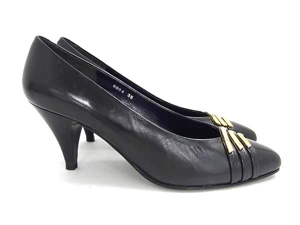 ■美品■ GIVENCHY ジバンシィ レザー ヒール パンプス 表記サイズ 35 (約22.0cm) 靴 シューズ レディース ブラック系 DF7304