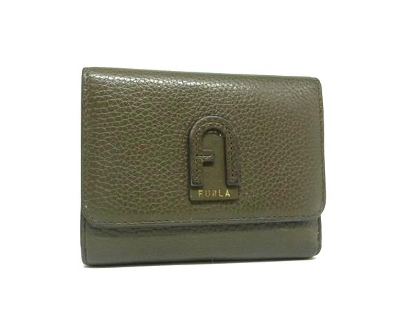 B, F, H, J, P, W - ■美品■ FURLA フルラ レザー 三つ折り 財布 ウォレット 札入れ 小銭入れ レディース カーキ系 DM8656