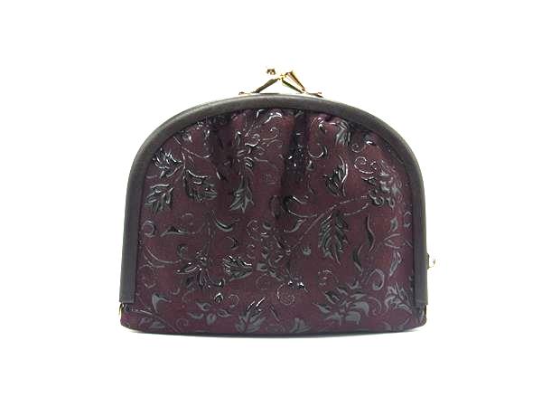 ■美品■ INDEN-YA 印傳屋 インデンヤ 鹿革 がま口 コインケース コインパース 小銭入れ レディース ブラウン系 DJ6548