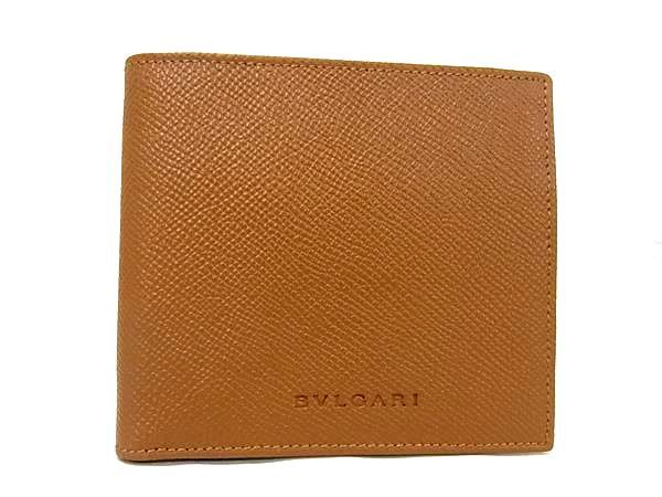 ブルガリ 二つ折り財布（メンズ） ■新品■未使用■ BVLGARI ブルガリ レザー 二つ折り 財布 ウォレット レディース ブラウン系 AT9106