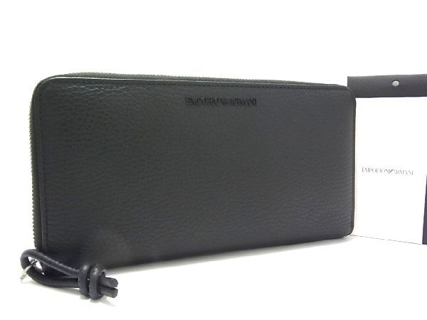 ■新品■未使用■ EMPORIO ARMANI エンポリオアルマーニ レザー ラウンドファスナー 長財布 ウォレット メンズ ブラック系 BD8284