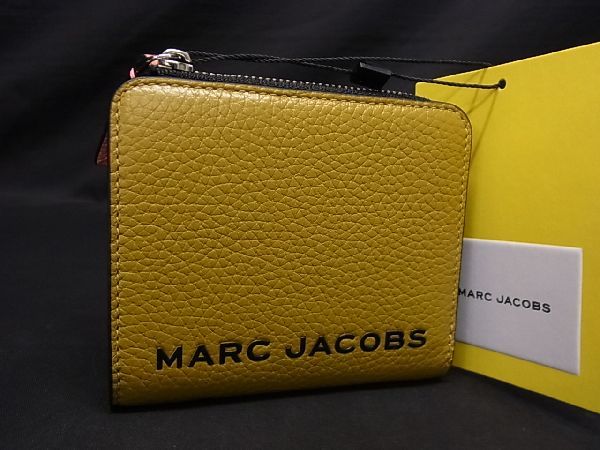 マーク ジェイコブス 革二つ折り財布 レディース ■新品■未使用■ MARC JACOBS マークジェイコブス レザー 二つ折り 財布 ウォレット レディース カーキ系×イエロー系 BF3632