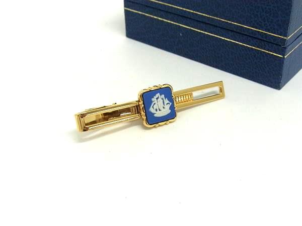 ■美品■ WEDGWOOD ウェッジウッド ジャスパー ネクタイピン タイクリップ アクセサリー メンズ ブルー系 DJ4986