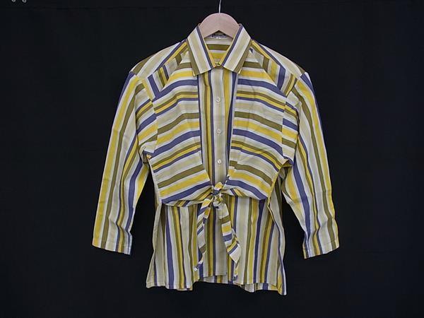 ■美品■ HERNO ヘルノ コットン100％ ストライプ ボーダー 長袖 シャツ トップス 表記サイズ 42 洋服 メンズ イエロー系 DL8243