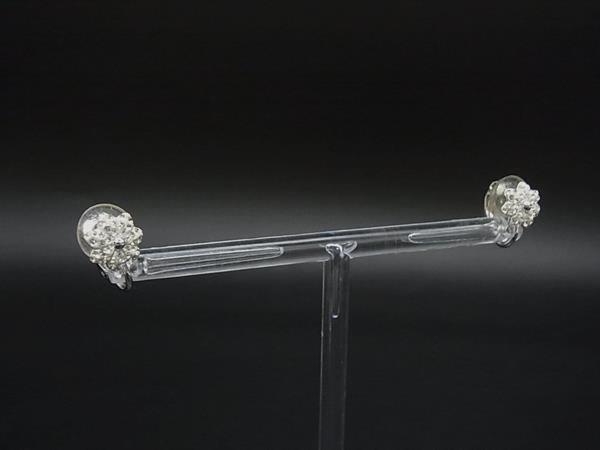 ■美品■ SWAROVSKI スワロフスキー ラインストーン フラワー クリップ式 イヤリング アクセサリー シルバー系 DP4123