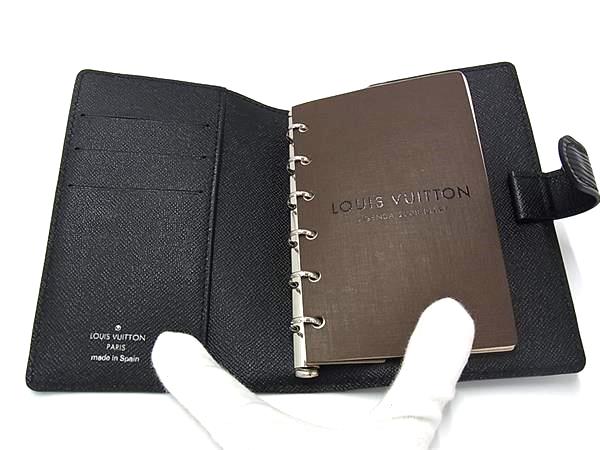 ■極美品■ LOUIS VUITTON ルイヴィトン R20052 エピ アジェンダPM 6穴式 手帳カバー スケジュール帳 アドレス帳 ブラック系 FG6534
