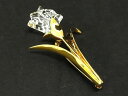 ■美品■ SWAROVSKI スワロフスキー フラワー 花 モチーフ ピンブローチ ピンバッジ アクセサリー レディース ゴールド系 DG1594(4)
