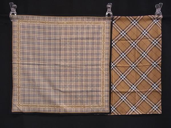 ■美品■ BURBERRY バーバリー ノバチェック ハンカチ ハンカチーフ ポケットチーフ 2点セット DL9623