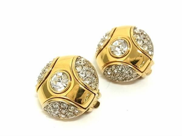 樂天商城 - ■美品■ NINA RICCI ニナリッチ ラインストーン クリップ式 イヤリング アクセサリー レディース ゴールド系×シルバー系 DF8836