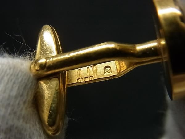 ■美品■ dunhill ダンヒル ロゴモチーフ カフスボタン カフリンクス アクセサリー 紳士 メンズ ゴールド系×シルバー系 DF9921