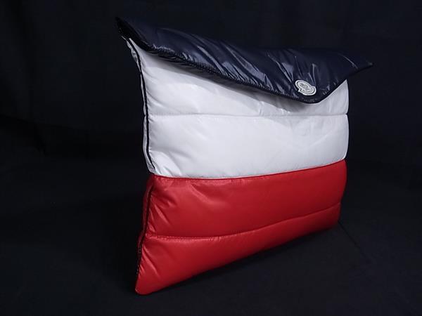 ■新品■未使用■ MONCLER モンクレール ナイロン クラッチバッグ セカンドバッグ メンズ ネイビー系×レッド系 FN1713