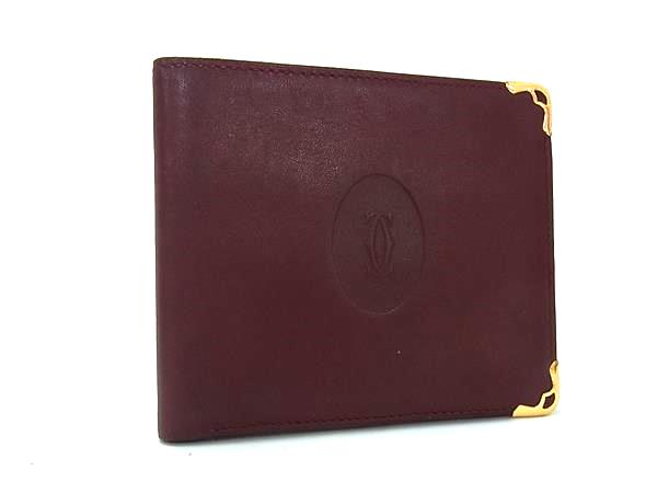 Cartier カルティエ マストライン レザー 二つ折り 長財布 ウォレット 札入れ メンズ レディース ボルドー系 DI7475