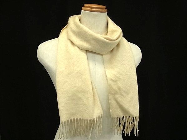 NINA RICCI ニナリッチ カシミア100％ フリンジ マフラー ストール 防寒具 レディース アイボリー系 DL5428