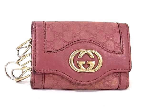 グッチ キーケース GUCCI グッチ 232432 インターロッキングG GG柄 マイクログッチシマ レザー 6連 キーケース 鍵入れ レディース ピンク系 DM2254