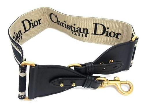 ■極美品■ ChristianDior ディオール キャンバス バッグ用 ショルダーストラップ 肩掛け レディース ブラック系×ベージュ系 FC7247 ■極美品■ ChristianDior ディオール キャンバス バッグ用 ショルダーストラップ 肩掛け レディース ブラック系×ベージュ系 FC7247