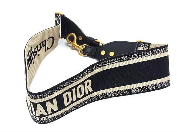 ■極美品■ ChristianDior ディオール キャンバス バッグ用 ショルダーストラップ 肩掛け レディース ブラック系×ベージュ系 FC7247