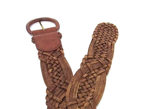 RALPH LAUREN ラルフローレン ヴィンテージ レザー 編み込み ベルト 表記サイズ S メンズ ブラウン系 DI9964