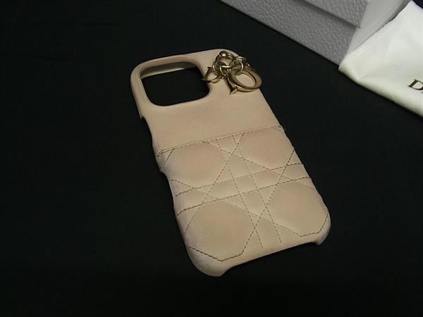 ChristianDior クリスチャンディオール レディディオール カナージュ レザー iPhone 16Pro 対応 アイフォンケース ピンク系 FL9529