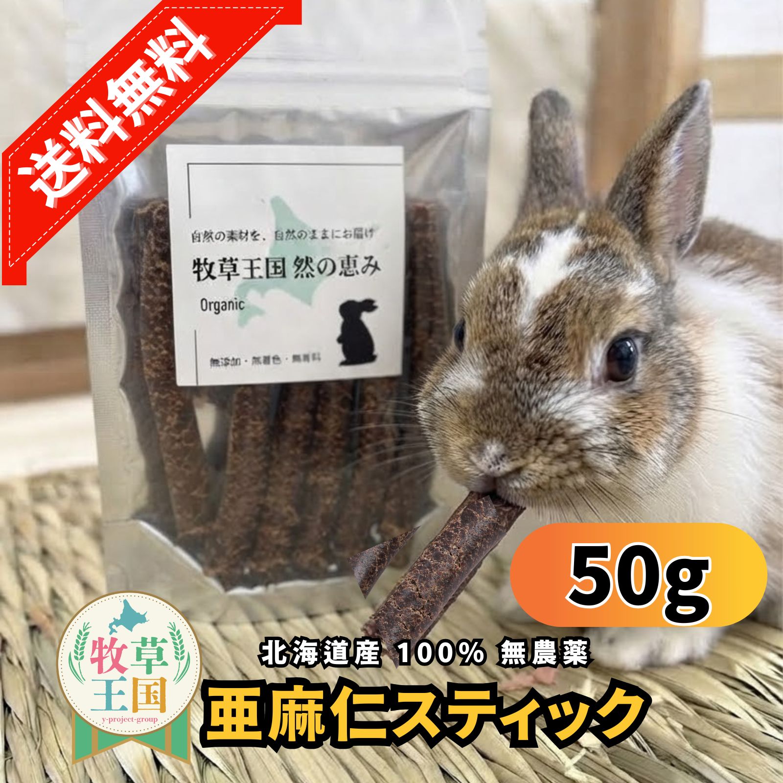うさぎ 牧草 アマニステック 50g 北海道産 亜麻仁100％ 無添加 無着色 無香料 オメ...