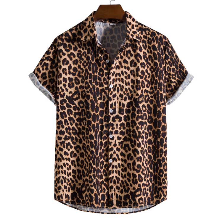アニマル柄シャツ カジュアルシャツ シャツ メンズ 春夏 ヒョウ柄 アニマル マルチカラー 半袖 全1色 S..