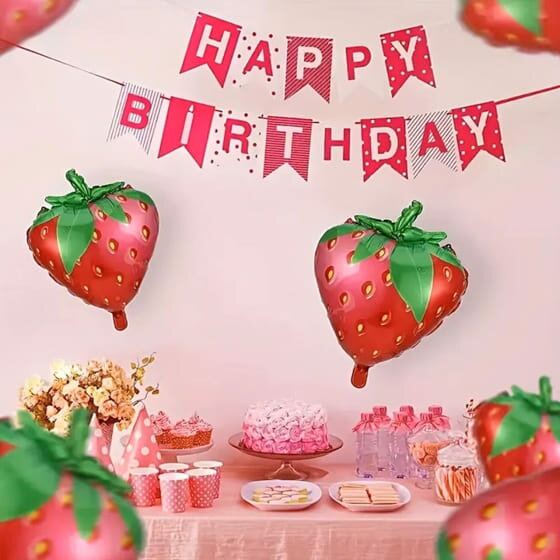 バルーン いちご 六個 セット 誕生日 月齢 出産 お店 開業 周年 結婚式 祝い 装飾 パーティー おしゃれ かわいい 大きい 女の子 大人 赤