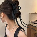 ヘアアクセサリー クリップ リボン 女性 女の子 かわいい キレイ 上品 小さめ シンプル オールシーズン プラスチック ブラック ベージュ シニヨン ポニーテール お呼ばれ オケージョン 韓国 エレガント