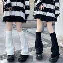 靴下 ソックス 服 小物 ニット ルーズ Y2K レッグウォーマー風 学生 地雷系 量産型 ゴシック ロリータ かわいい オシャレ 種類豊富 冬 暖かい 無地 グランジ トレンド 女性向け レディース 女の子 女子高生 平成 原宿 白 黒(4)