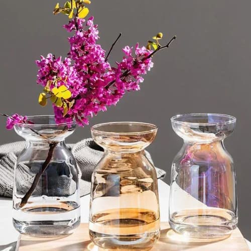 全3種 花瓶 フラワーベース ガラス 透明 オーロラ カラー おしゃれ 北欧 韓国 インテリア かわいい 枝 束 ドライフラワー ブラック ブラウン