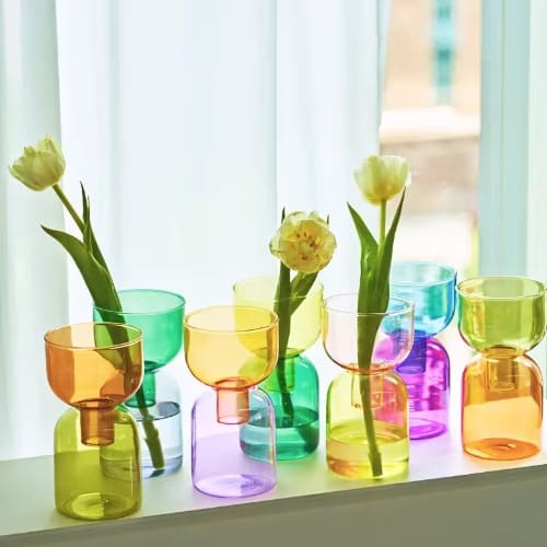 全12種 花瓶 フラワーベース ガラス 透明 バイ カラー おしゃれ 北欧 韓国 インテリア テラリウム 枝 束 ドライフラワー ブラック ブラウン