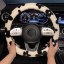 花柄 白黒 モノトーン ハンドルカバー 滑り止め カー用品 インテリア 雑貨 車内グッズ 花柄 もこもこ ふわふわ かわいい オシャレ キレイ シンプル 韓国風...