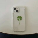 iPhone ケース カバー クローバー コア Y2K 韓国 トレンド おしゃれ 平成 押し花 四つ葉 かわいい レトロ クリア シンプル 透明 スマホケース 黄ばみにくい 16 15 14 13 12 pro max