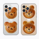 iPhone ケース カバー クリア 透明 くま パン クマ かわいい 写真 プリント おもしろ 食べ物 韓国 レトロ Y2K おしゃれ 平成 スマホケース 動物 アニマル 16 15 14 13 12 pro max xs xr