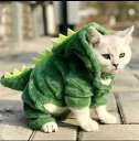 ペット用 怪獣 コスプレ 衣装 服 仮装 かわいい おもしろ 笑える 緑 ティラノサウルス コスチューム もこもこ フリース ボア ハロウィン 猫 小型犬 中型...