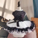 犬用 レース チュール プリンセス ドレス ワンピース ラメ ストーン スパンコール 袖なし リボン おしゃれ 服 かわいい 結婚式 リングドッグ ウェディング...