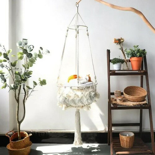 スイング ハンモック タッセル ペット 吊り下げ ベッド クッション マット ふわふわ もこもこ 気持ちい..