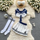 セーラー服 ミニスカ プリーツ ハイソックス セクシー 過激 小悪魔 ランジェリー コスチューム セット Tバック ショーツ ルームウェア コスプレ 男ウケ カップル 女性 大人 女子 可愛い 盛れる おしゃれ イベント 夜
