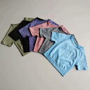 レディース スポーツウェア ヨガ Tシャツ トップス シームレス 半袖 速乾 シンプル 春夏 ランニング クロップド丈 ジム ショート カラフル